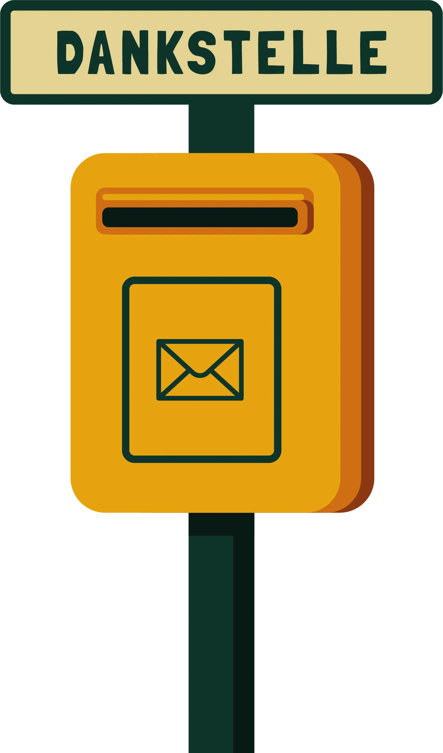 Eine Postbox mit der Aufschrift 'Dankstelle'